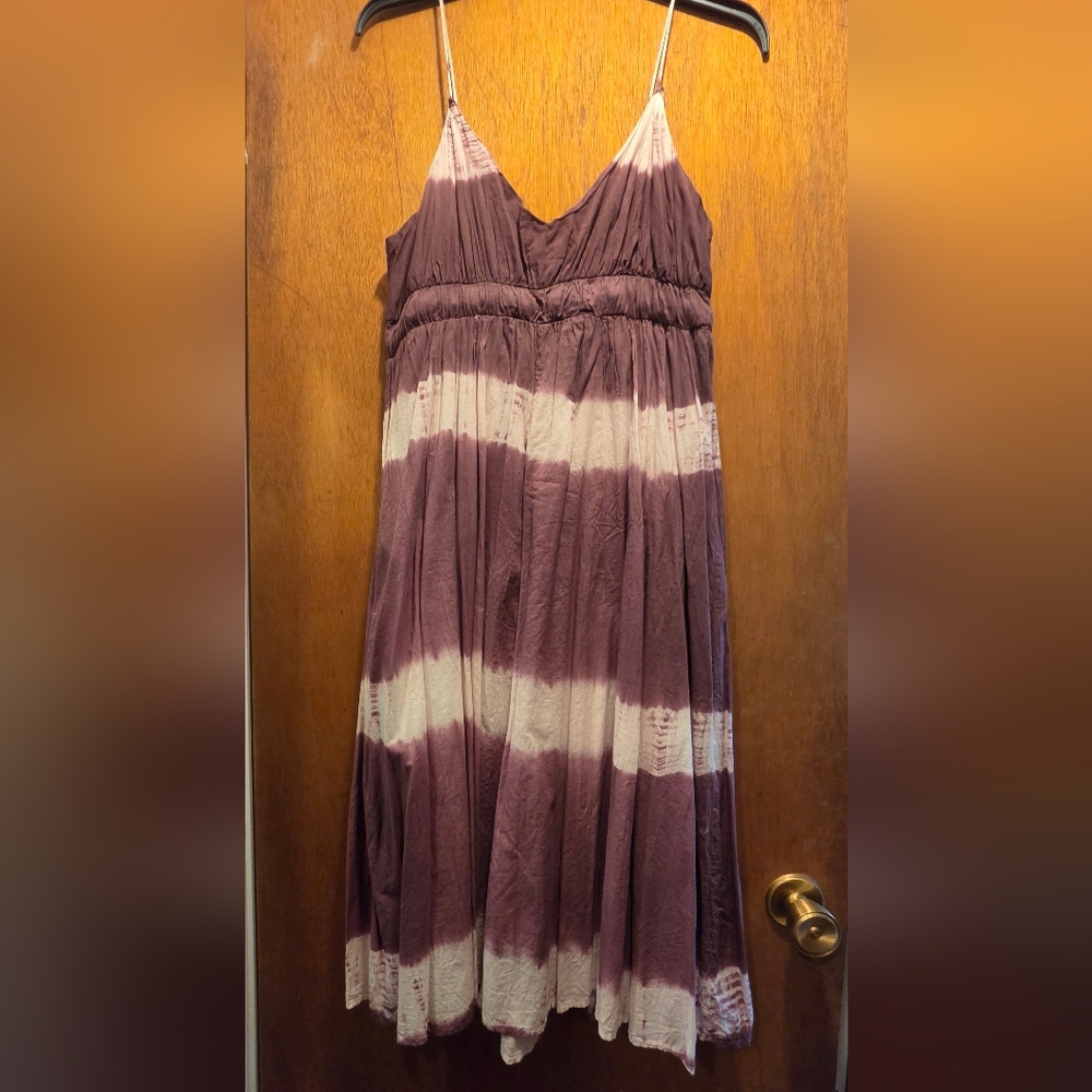 HOST PICK! 🎉🎊Metro 7 Mauve & White Tie-Dye Midi Summer Dress Sz8 - Picture 5 of 10